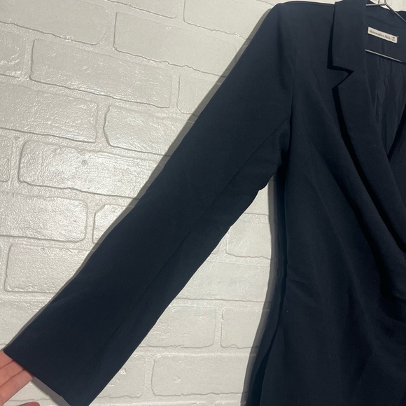 Abercrombie & Fitch Womens Black Blazer Mini Dress Medium Tall Wrap Long Sleeve - Picture 3 of 14